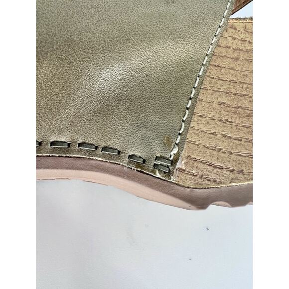 Dansko Burnished Khaki Green Calf Leather Sz 41 (US 9.5-10) Wedge Sandals Tiana - Picture 14 of 14